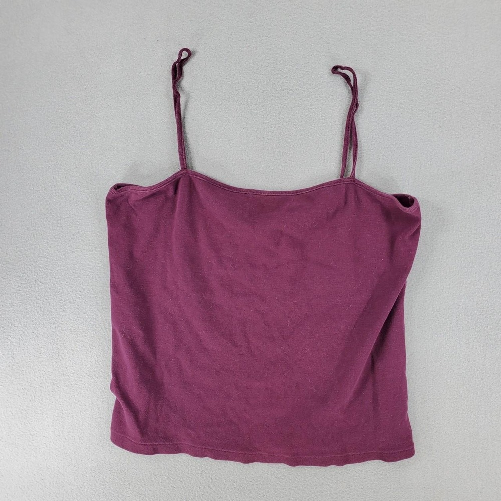 Abercrombie & Fitch Cami Tank Top Women L Burgundy Solid Cotton Spaghetti Strap